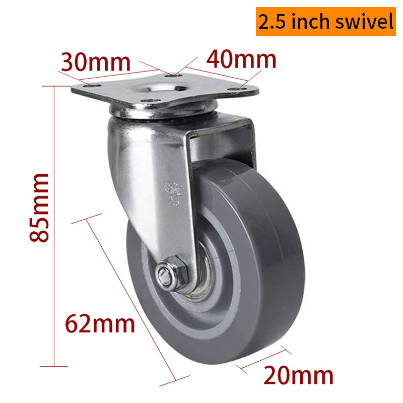 PP Core Mini Caster Wheels Rigid 2.5 Inch Swivel Casters 2625P-76
