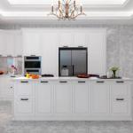 Classical Shallow Handleless Kitchen Cabinets With Quartz Countertop