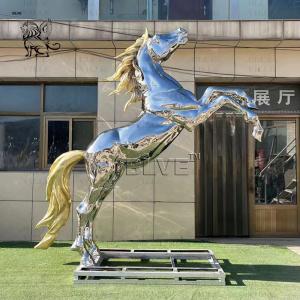 Quality Stainless Steel Horse Statue Sculptures hotel lobby Life Size Animal Metal Sculpture Art Mirror Polished Outdoor Garden wholesale