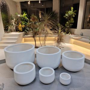 Quality Indoor Outdoor Smooth Fibre Clay Planter With Drainage Holes wholesale