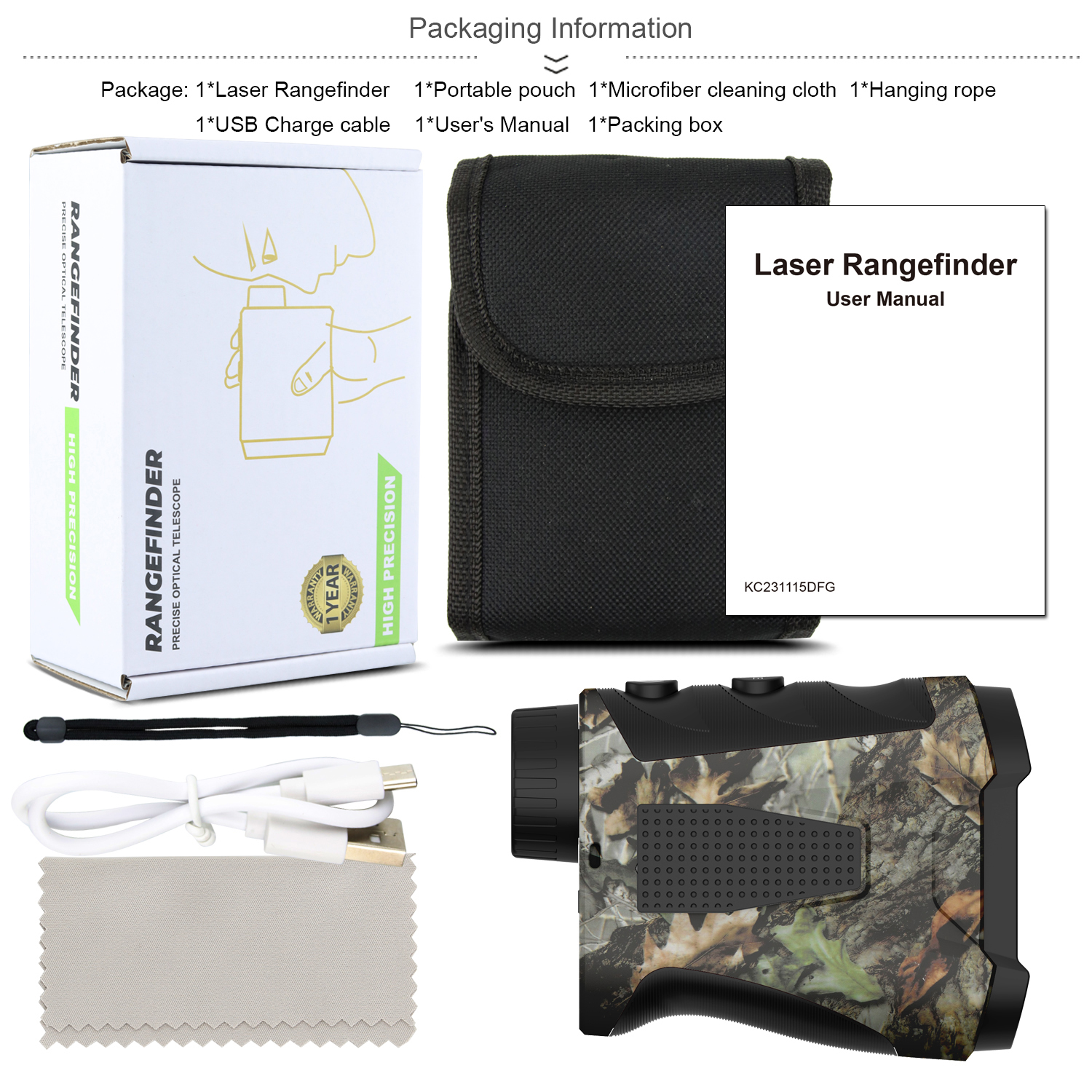 G1000m Multifunctional Rangefinder High Precision Golf Rangefinder Speed Height Measuring Modes