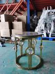 Gold Plated Stainless Steel Marble Side Table Light Luxury Metal Crystal Ball