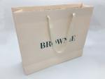 Personality Logo Fashion Shopping Bag / Kraft Paper Bags With Flat Cotton Handle