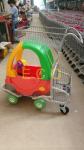 Cartoon Kids Supermarket Shopping Trolley With Toy Car And Baby Seat
