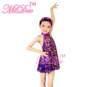 Quality Adult Jazz Dance Wear Full Sequin Halter Neck Dress With Matching Hat wholesale