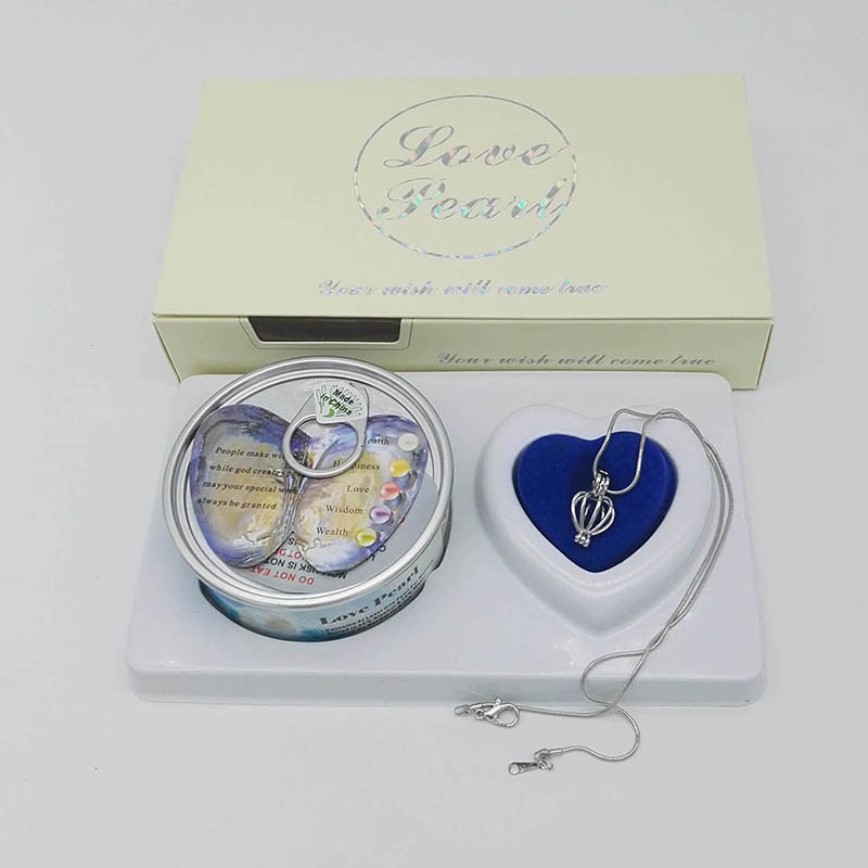 Custom Color Box Love Pearl Necklace Gift Box With Fashion Cage Pendant for Birthday or Holiday Gift