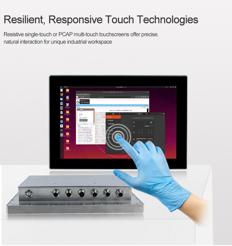 Wall Mounted Touchscreen Desktop Computer , Linux RJ45 Waterproof Touch Screen Pc