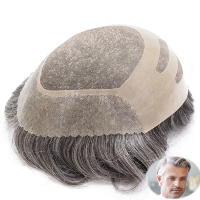 Bond 100% Human Hair Male Wigs Toupee Replacement Fino Mono Lace Men's Capillary Prosthesis