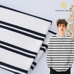 Quality Smooth Cotton French Terry Fabric Black And White Striped Cloth 225gsm wholesale