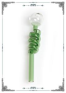 Quality Mini Smoking Bong Green Helix Oil Burner Tube Clear Ball Head wholesale