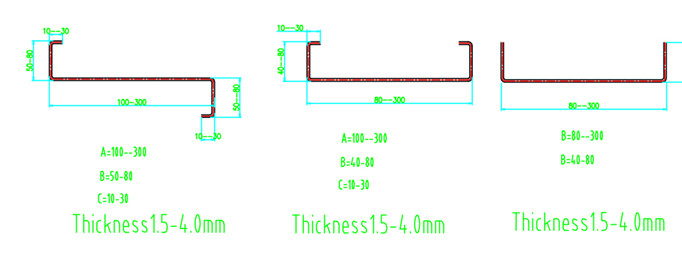 C / U / Z Purlin Roll Forming Line With Single Head Decoiling Machine