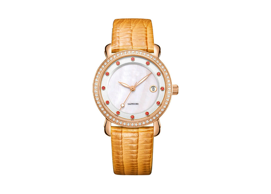 Business Genuine Leather Wrist Watch Women Leather Strap Quartz Sapphire Glass
