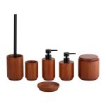 Natural OAK Wooden Bathroom Accessories Set Round Shape Black Pump Head