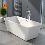 White Acrylic Rectangular Freestanding Soaking Tub Hotel Apartment Project