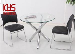 Quality 150kg Small Glass Cocktail Table 80x80x75cm Round Silver Glass Coffee Table wholesale
