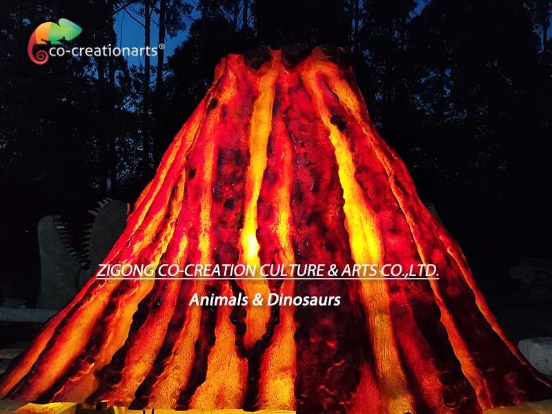 Water Repellent Custom Made Animatronics Fiberglass Volcano For Amusement Park