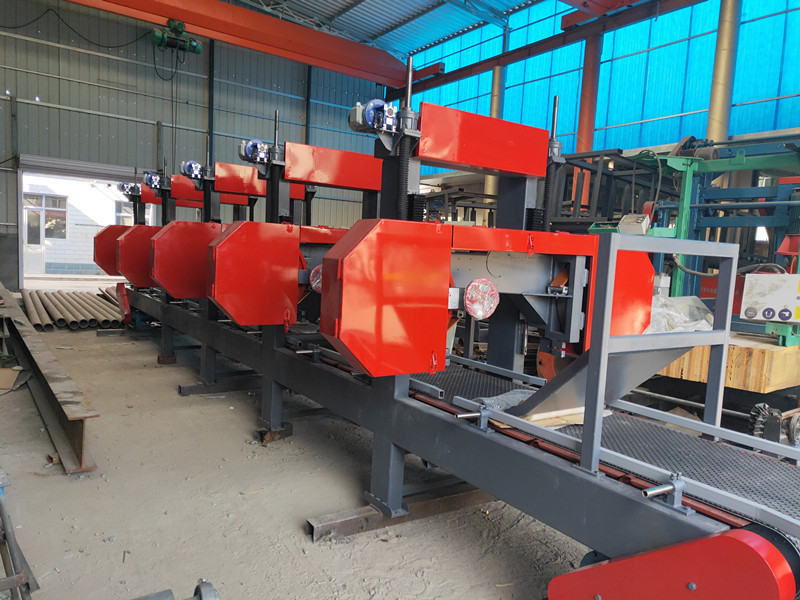 5 Heads Resaws Multiple Head Wood Band Saw Machine with adjustable conveyor