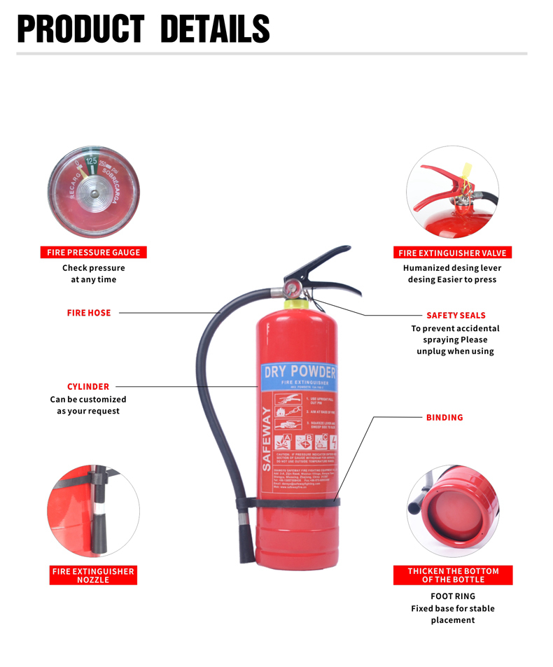 SAFEWAY  hot selling 9KG ABC 40%dry powder fire extinguisher firefighting