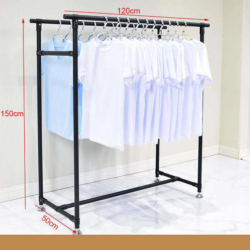 Double Shop Cloth Display Rack Metal Cloth Dry Stand Easy Assembly