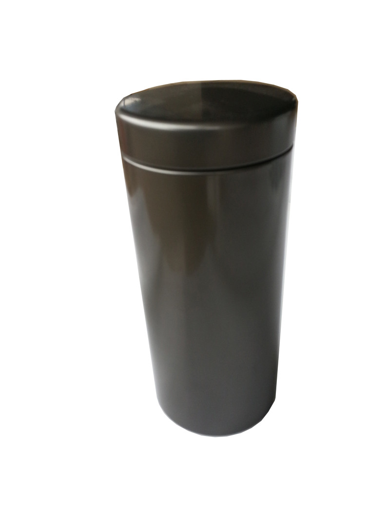 Black Color Printed TinTea Canister Box Glossy With Plastic Insert Inside