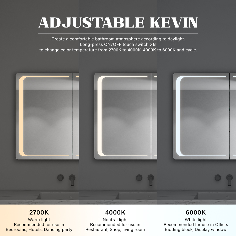 Framed Vanity Mirror With Lights R Angle Vanity Touch Screen Mirror for Decoration and Makeup