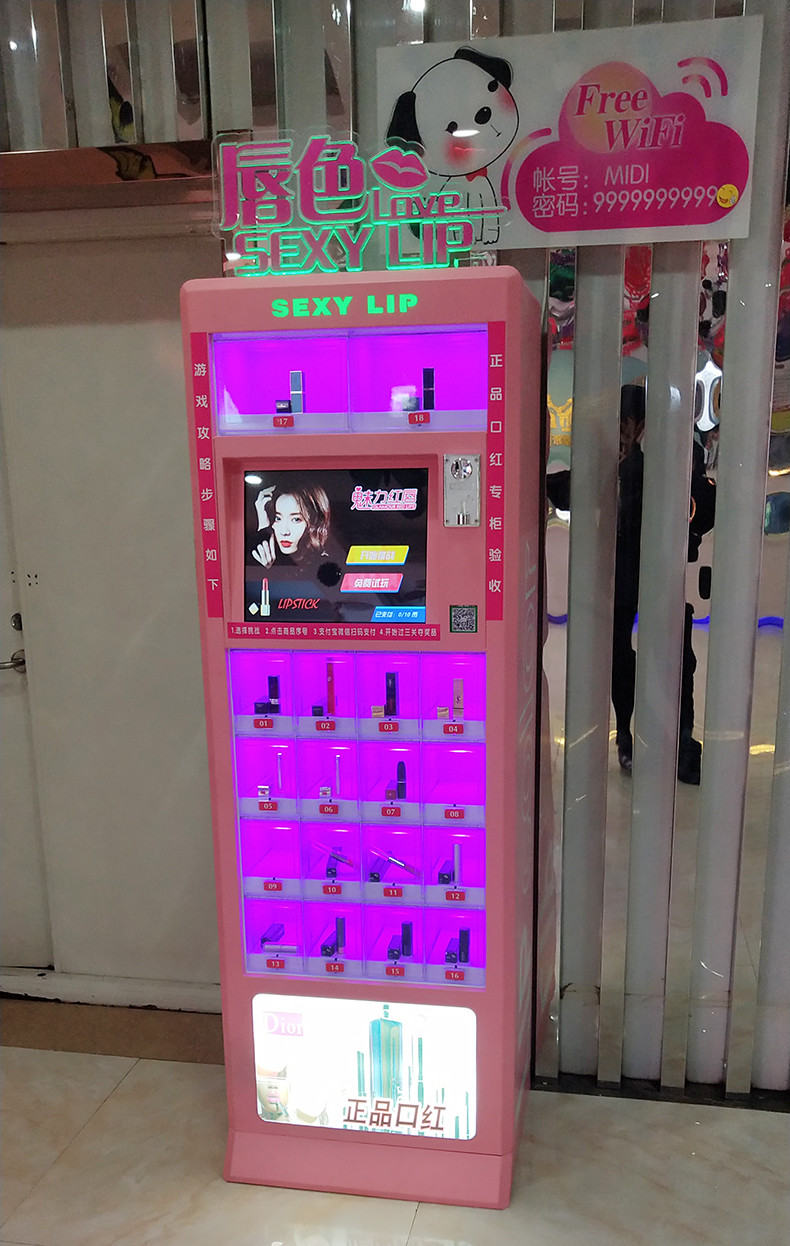 Coin-Operated Lipstick & Mini Snack Vending Machine with Bill Acceptor for Game Centers & Cosmetics Displays