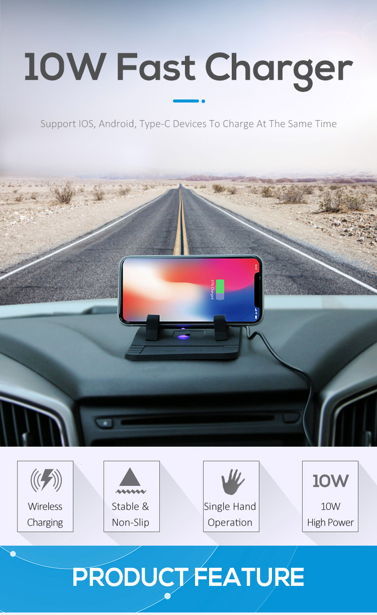 OEM 10W 7.5W Silicon Car Mount QI Wireless Car Charger
