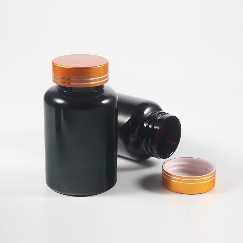 Highly Customized Luxury Black Frost Pill Bottle Capsule Bottle Green Plastic Vitamin Medicine Bottle Personal Care Packaging With Screw Cap