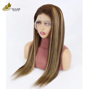 Quality Kinky Straight Customized Human Hair Wigs Brown Breathable wholesale