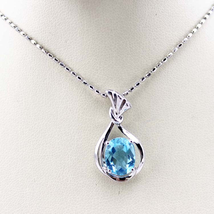 Rose Gold Plated 925 Silver Chain Oval Pink Cubic Zircon Pendant Necklace(P06)