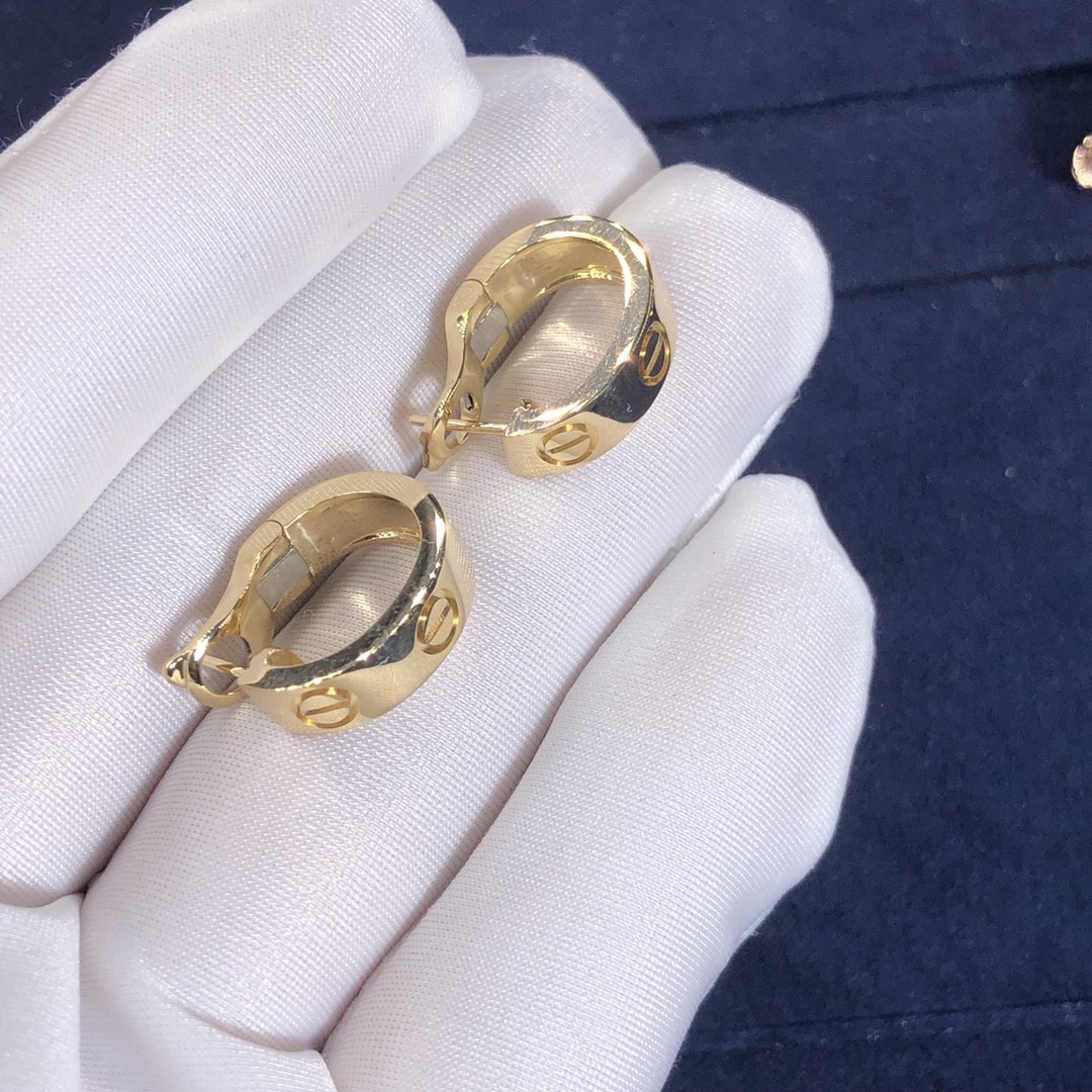 18k Gold Car Tier LOVE Earrings Full Set Gift Box With Certificate Width: 5.7 Mm