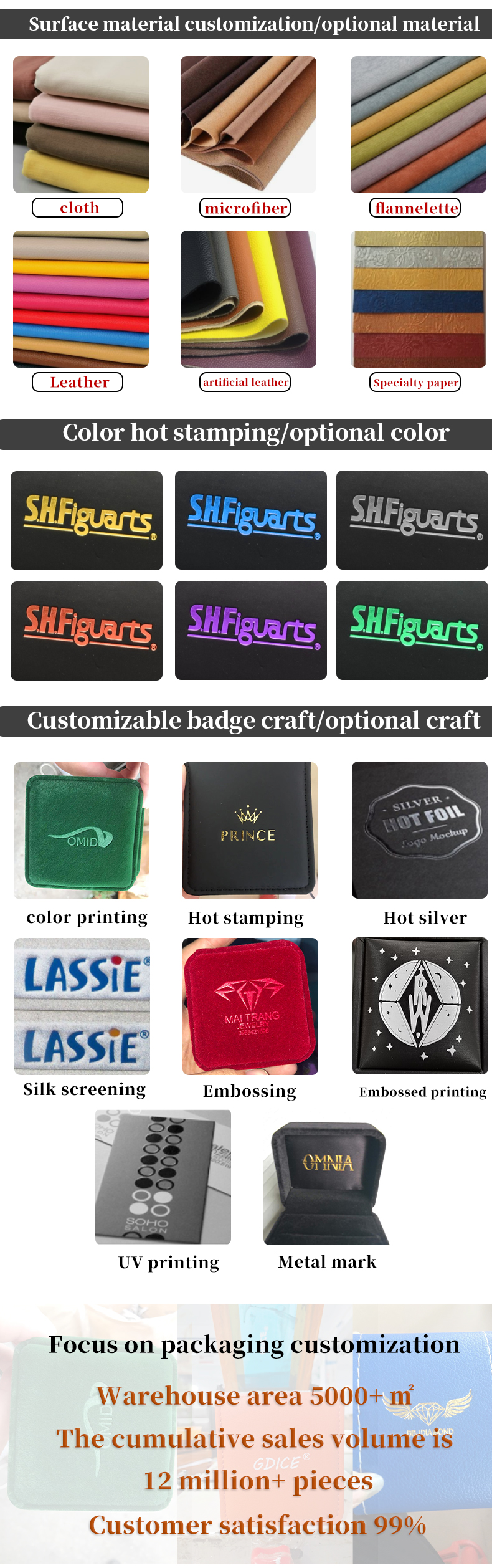 Velvet Jewelry Storage Box for Customized Size Earrings Necklace Ring Display Solution