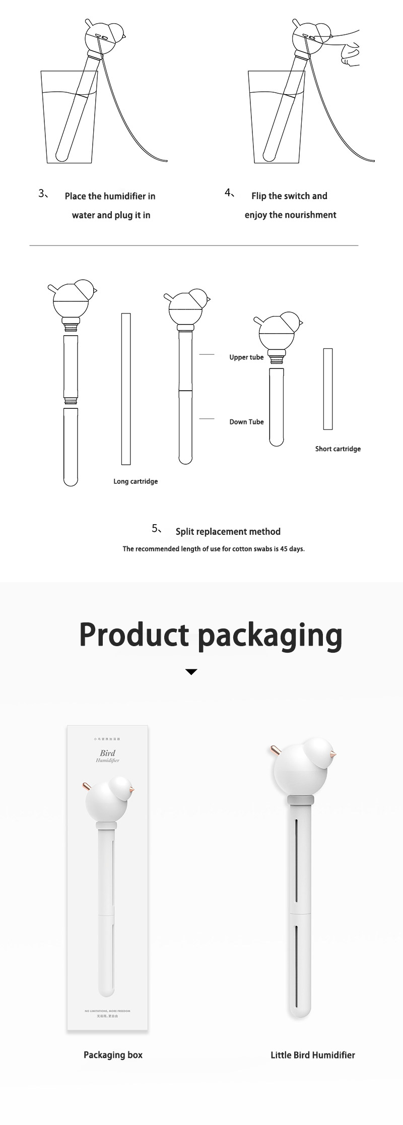 Creative Bird Humidifier USB Portable Water Replenishing Air Humidifier, Suitable For Home Use Birdie Humidifier Aroma D