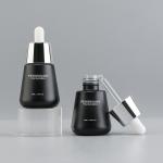 Frosted Black Glass Oil Serum Dropper Bottles Logo Customized 30ml