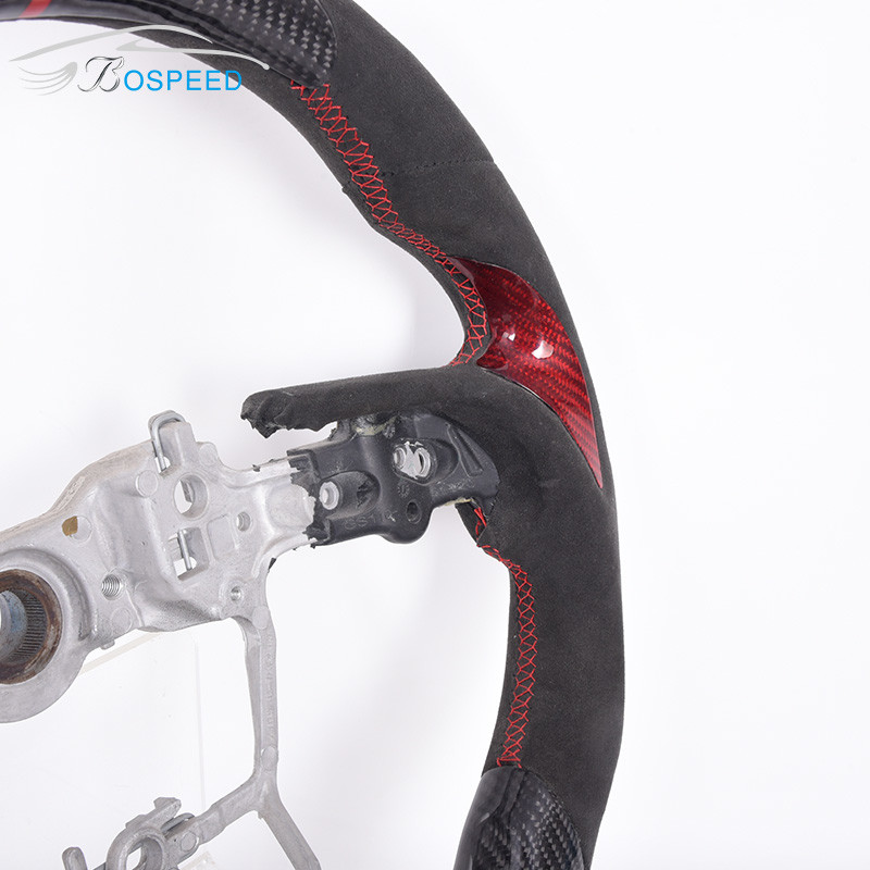 Personalised Alcantara Toyota Carbon Fiber Steering Wheel Hilux With Red Patchs