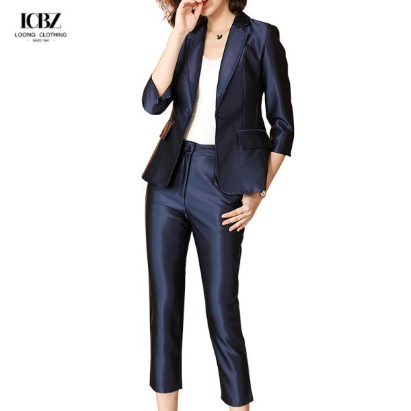 Women's Formal Pink Suit Sets Jacket And Pants 2 Piece Fashion Office Wear