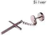 Punk Gothic Stainless Steel Stud Earring Cross Round Fake ear taper dumbbell
