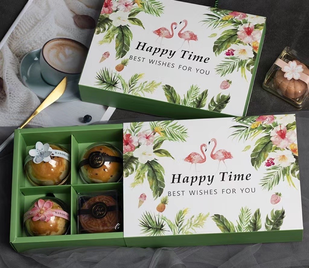20x14x6cm Biodegradable Food Container Paper Box Mooncake Paper Box With Lid