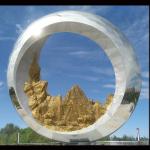 Mirror polish Large metal round ring stainless steel sculpture project,Stainless