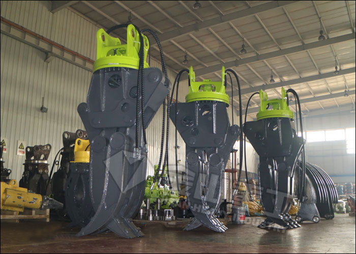 Steel Plate Excavator Rock Grab , 5 Tooth Rotating Grapple For Excavator Komatsu PC200 PC210