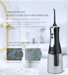 Quality Waterproof Black IPX7 Water Flosser Rotating Nozzle For Deep Cleaning wholesale