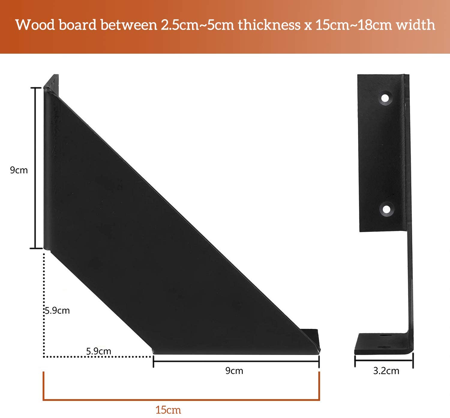 Space Saving Industrial Shelf Bracket for Customized Wall Mounted Shelves and Tables