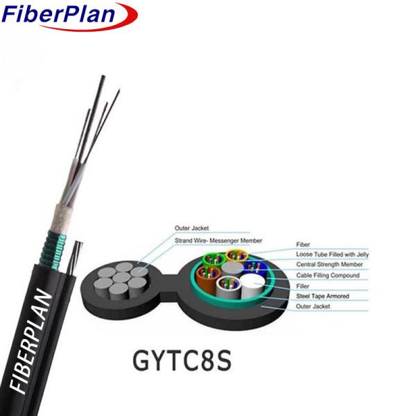 GYTC8S Armored Outdoor Figure 8 Self Supporting Fiber Optic Cable 6 Core
