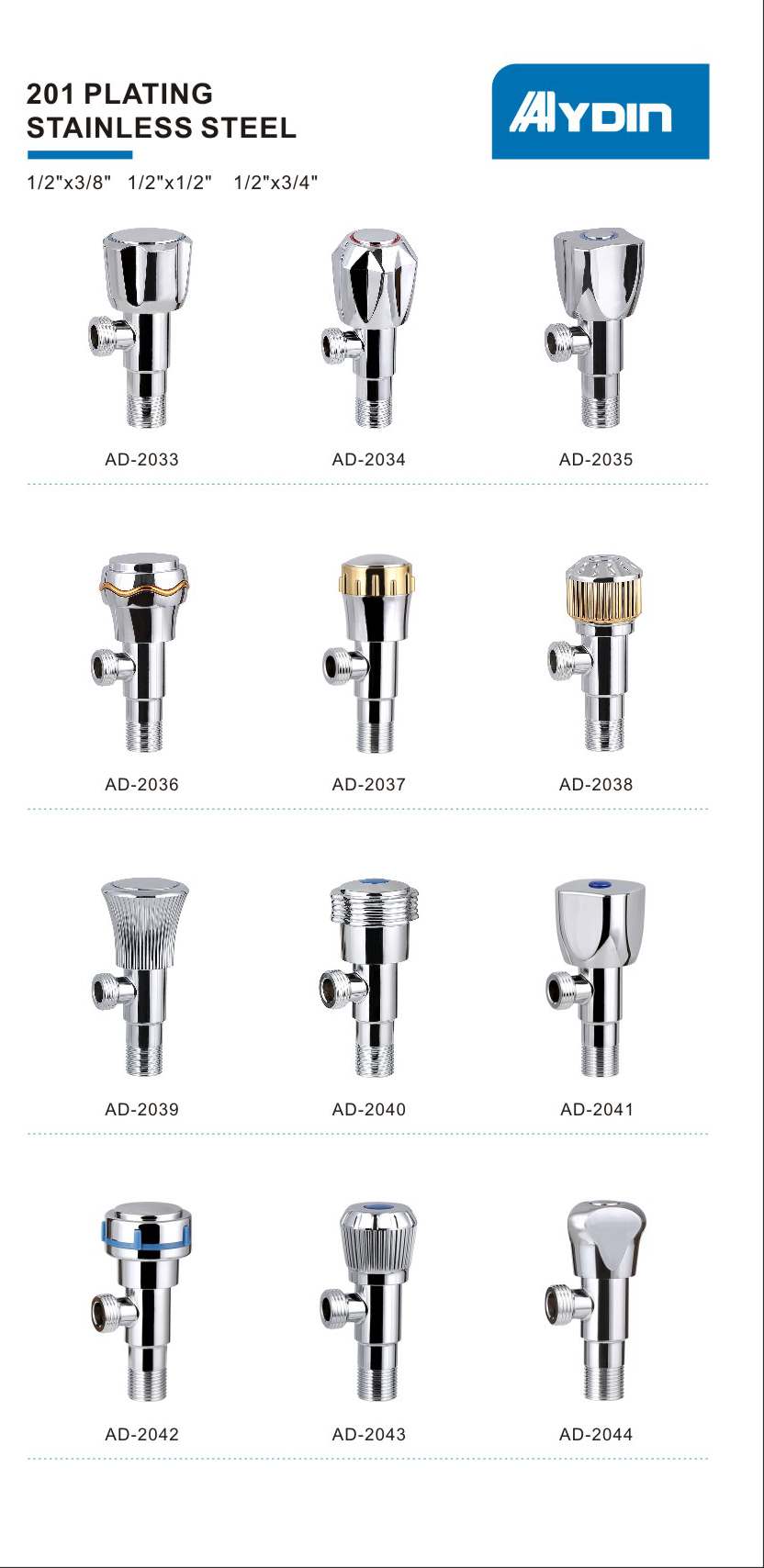 Chrome Plated Quarter Turn Angle Stop Valve Corrosion Resistant