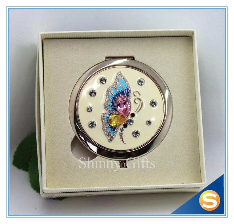 Shinny Gifts Metal Compact MirrorJeweled Makeup Pocket Mirror Custom Cosmetic Mirror