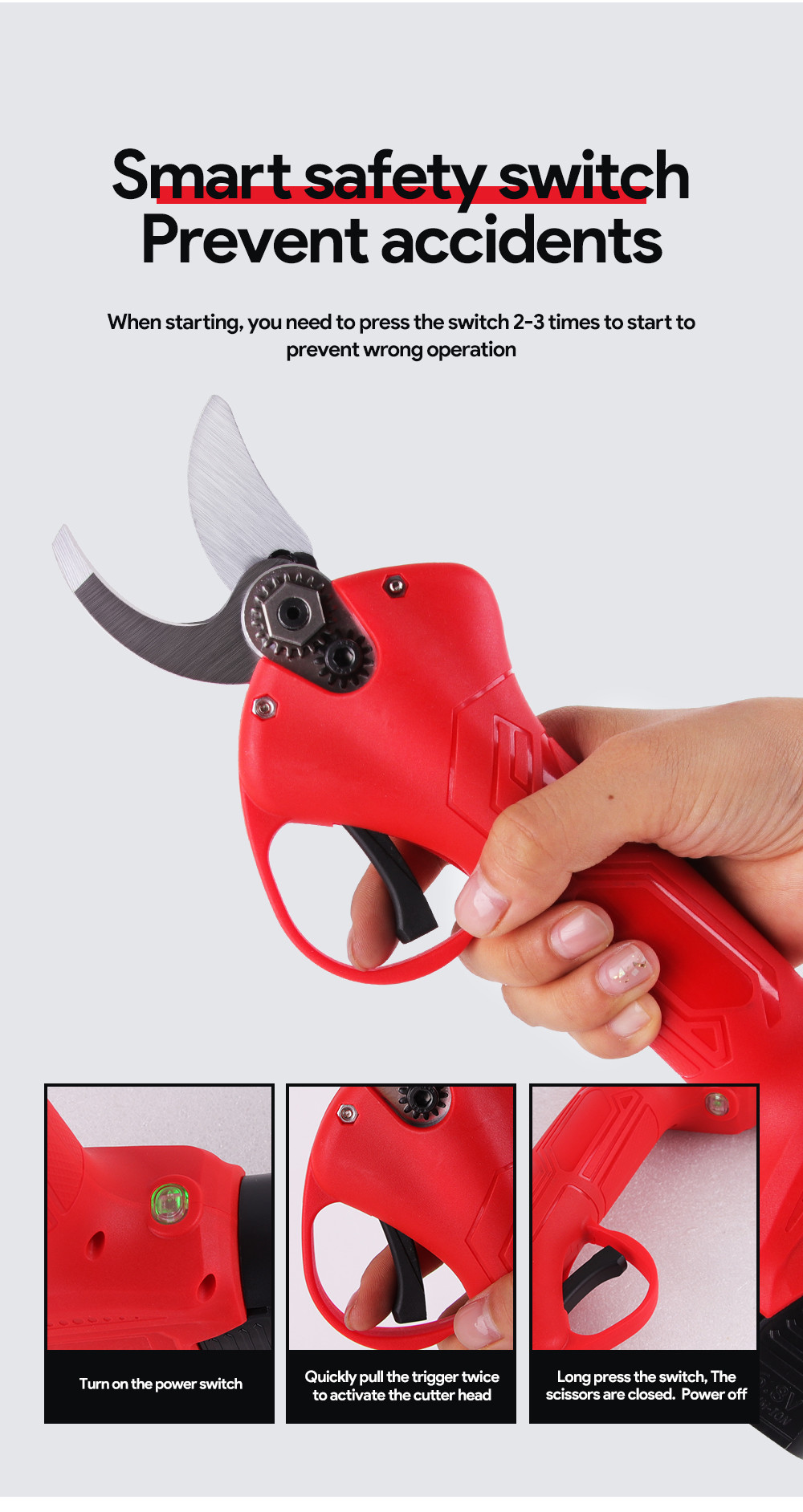 Swansoft 16.8V 2.5CM Battery Cordless Orchard Vineyard Pruner Trimming Scissors Garden Electric Pruning Shears