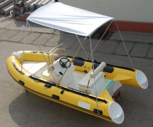 Quality Yellow 14ft Fiberglass RIB Inflatable Rescue Boat With Outboard Motor wholesale