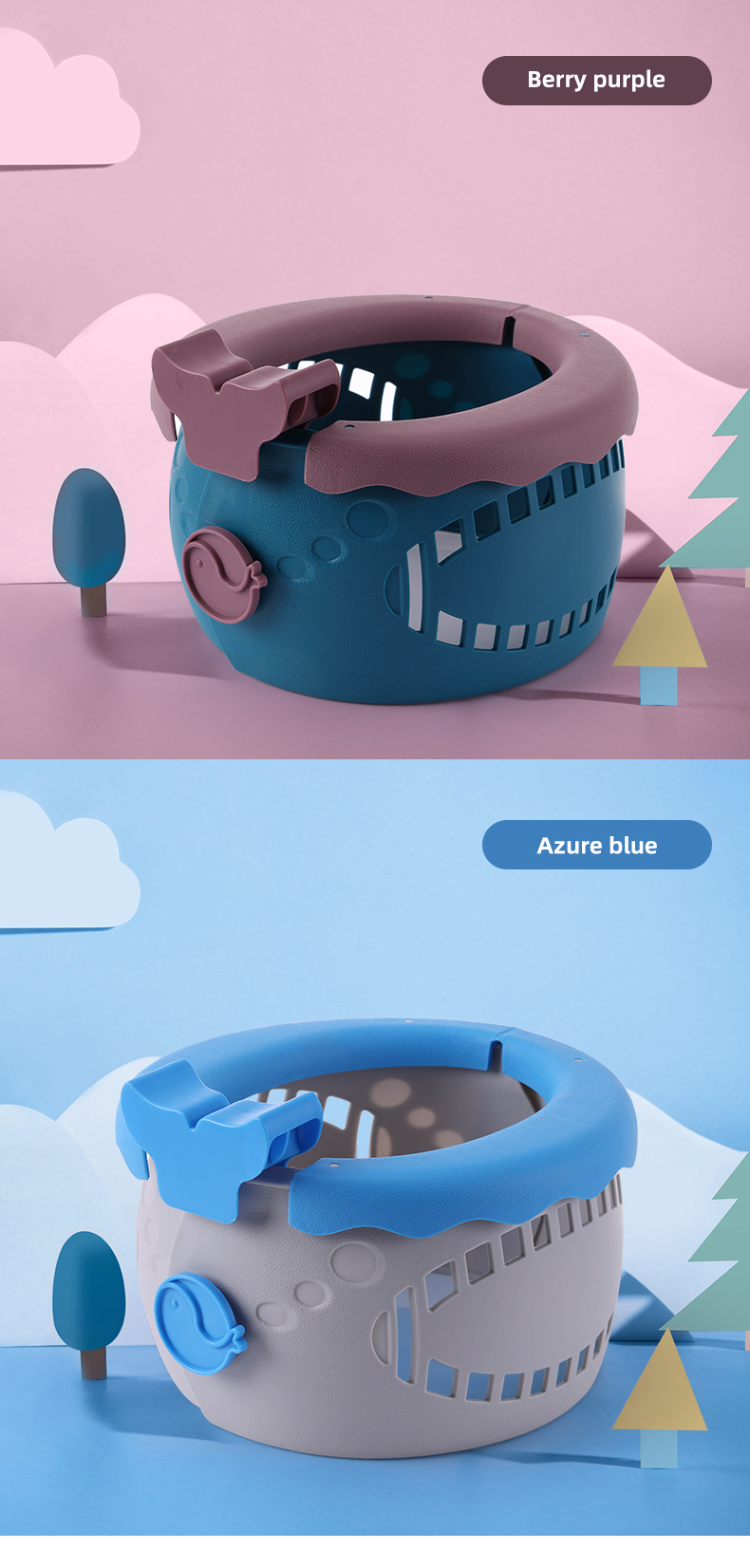 Baby Toilet Serenity Blue Sakura Pink Solid PP TPE Potty Seats with Customized Logo
