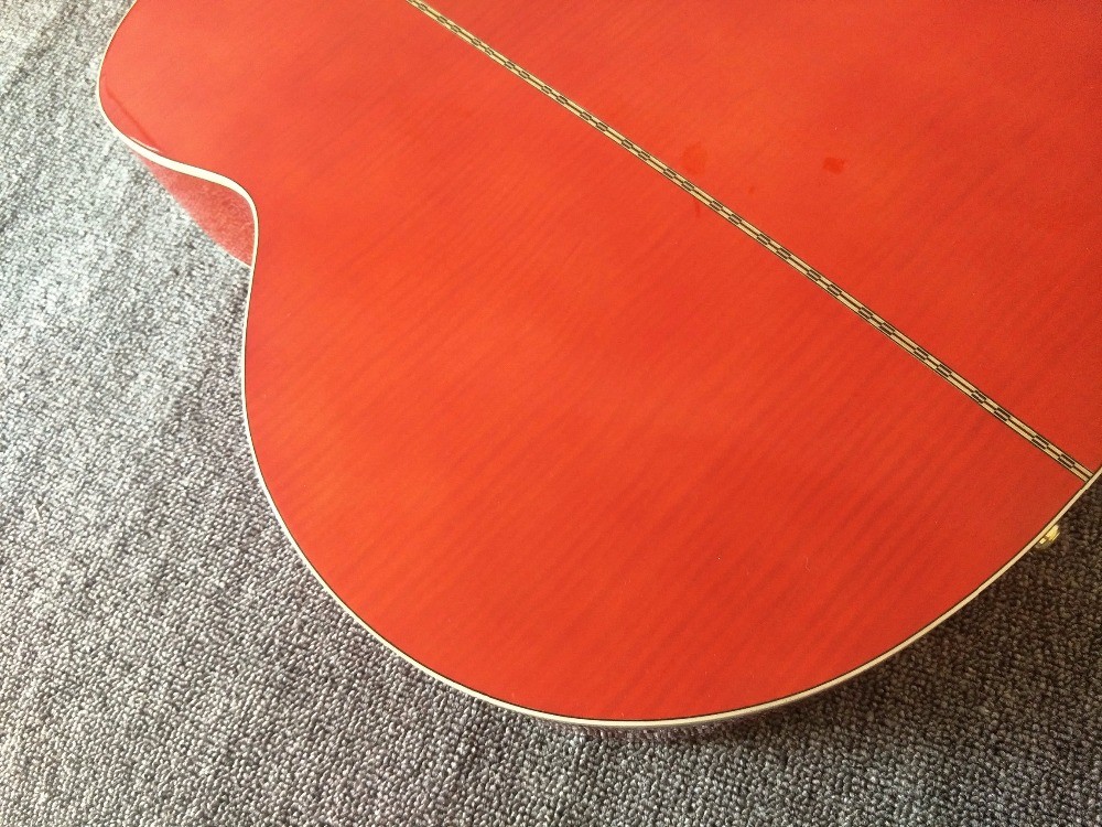 customization G200 Acoustic Guitar Flame red Top Solid spruce maple Tiger stripes Body Guitar
