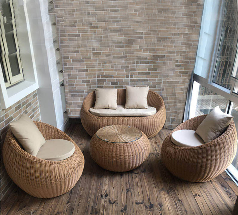 Brown Outdoor Patio Couch Waterproof Garden Furniture Corner Sofa